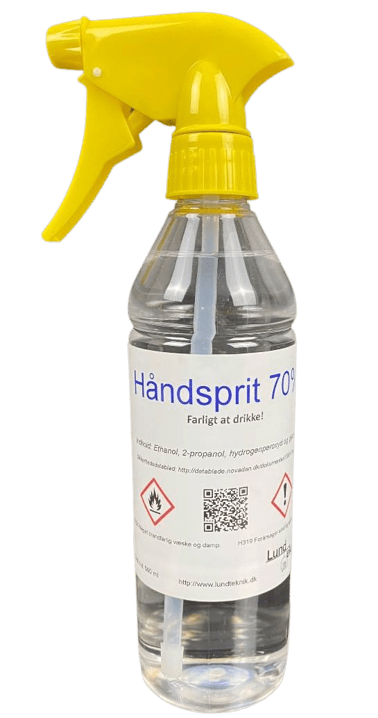 Hand sanitiser 70%, spray bottle 0.5 litres