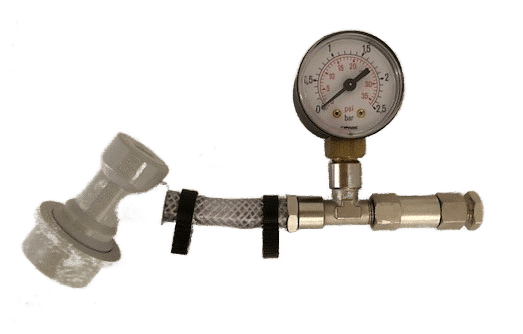 Trykmåler med justerbar sikkerhedsventil, 0 – 2,5 bar (Spunding valve) Trykmåler med justerbar sikkerhedsventil, 0 – 2,5 bar (Spunding valve)