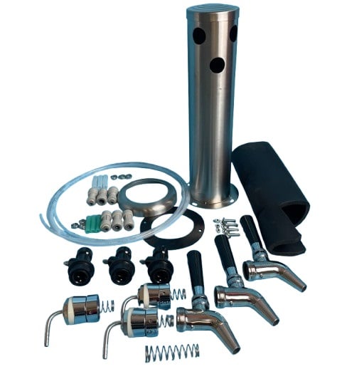 Tappesøjle med 3 haner, komplet med slanger og fittings Tappesøjle med 3 haner, komplet med slanger og fittings